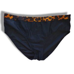 Jaclyn Smith Black Swimwear Bikini Bottom‎ Women Print Stretch 16 NEW with tags